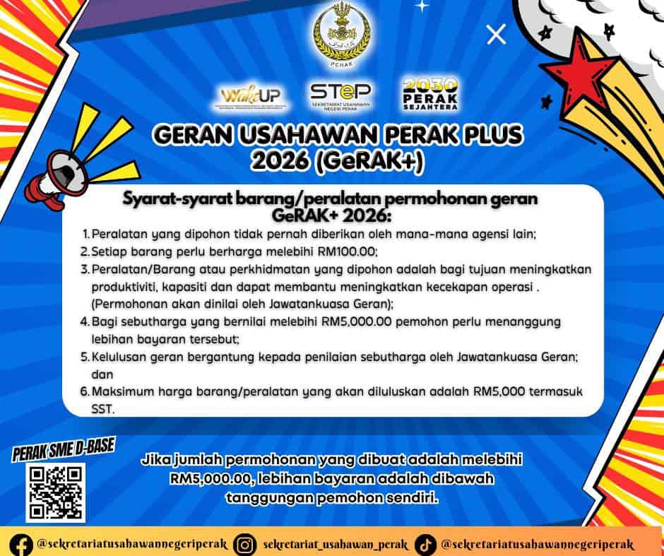 Image from: GeRAK+: Geran Usahawan Perak Sejahtera Sehingga RM5,000
