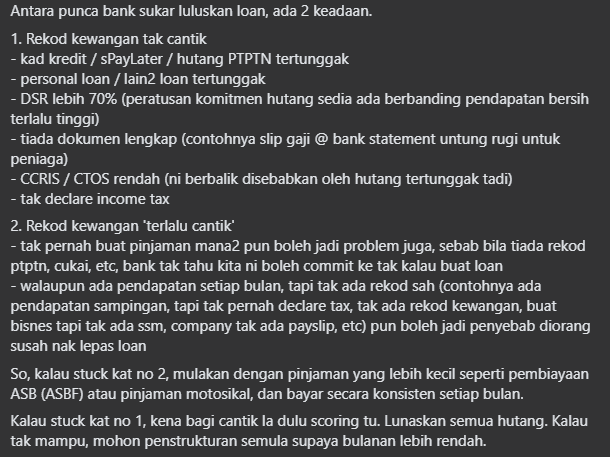 Image from: Kenapa Loan Bank Susah Lulus, Ini Sebab Utama