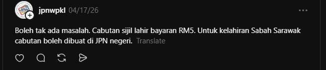 Image from: Sijil Lahir Hilang? – Rujuk Cara Mohon Semula Secara Online