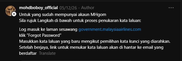 Image from: MHgom – Diskaun Penerbangan untuk Penjawat Awam