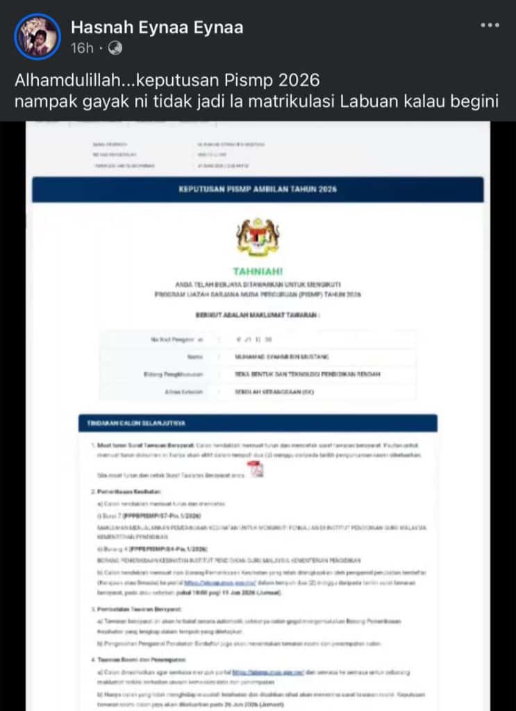Image from: Ribuan Lepasan SPM Menunggu, Keputusan PISMP 2026 Keluar 5 Jun