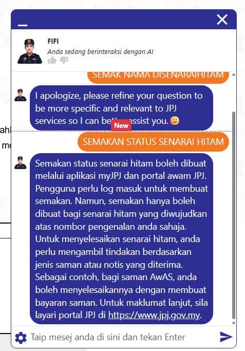 check nama blacklist