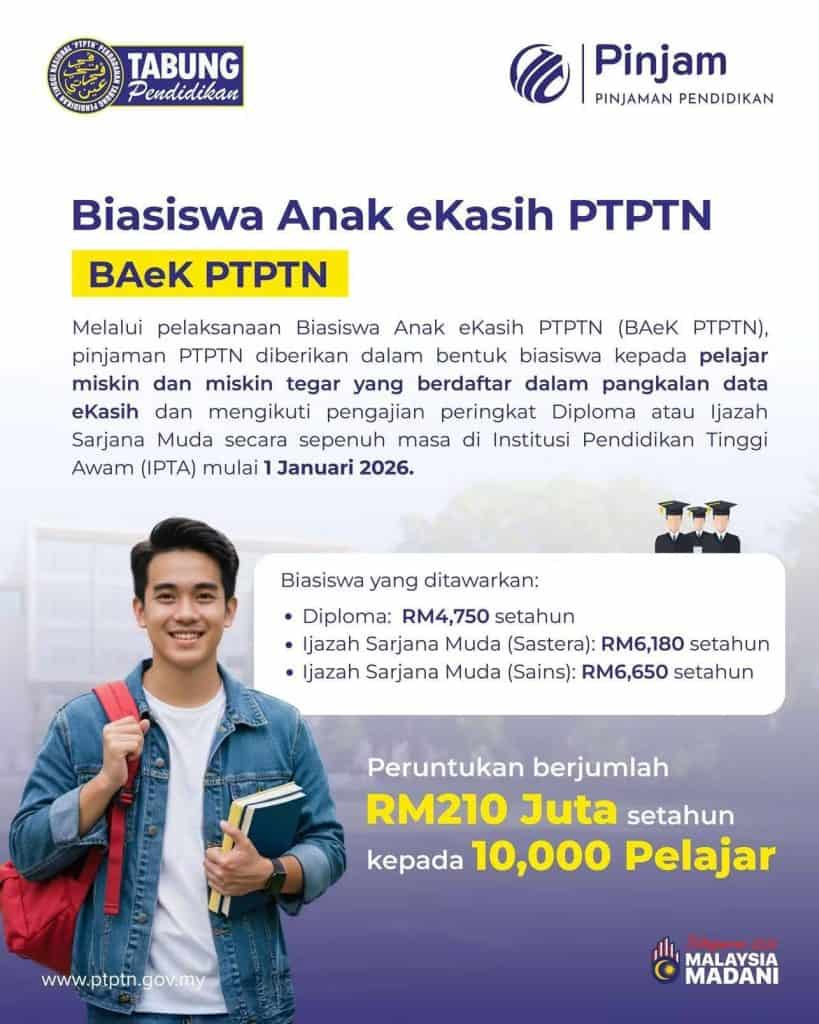 biasiswa anak eKasih BAeK PTPTN 1