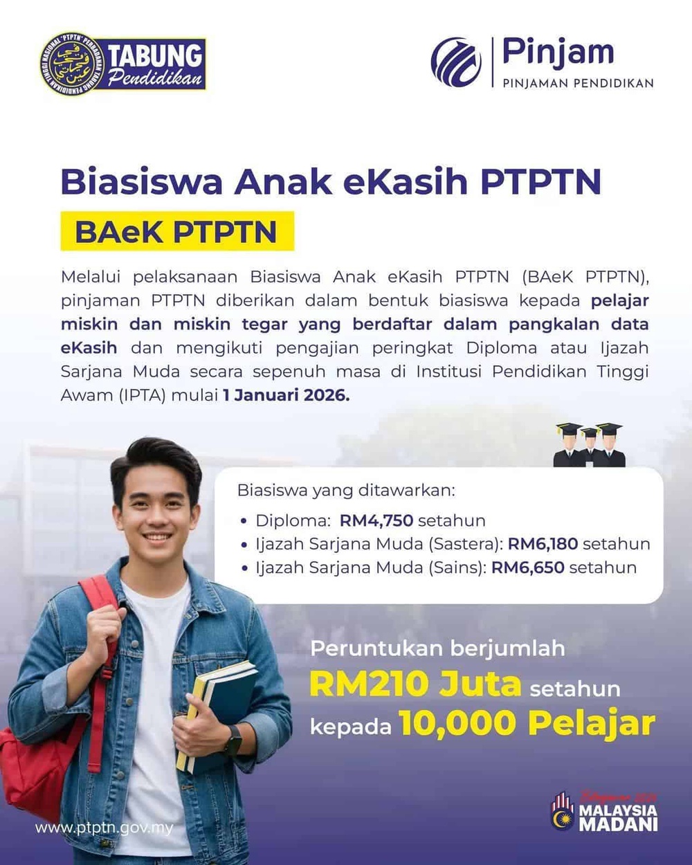 biasiswa anak eKasih BAeK PTPTN 1