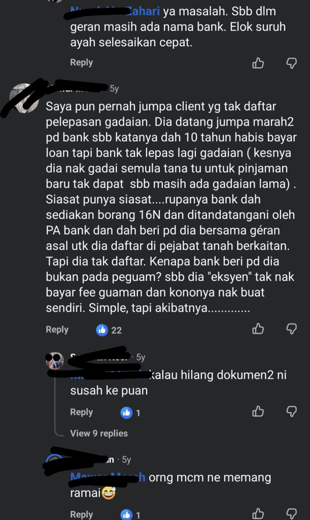 kesan tidak buat Pelepasan Gadaian Rumah
