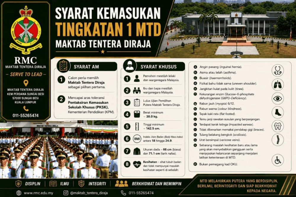Permohonan Maktab Tentera Diraja (MTD) Sesi 2027 