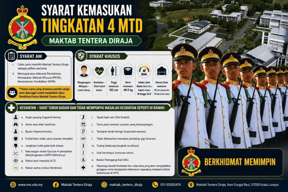 Permohonan Maktab Tentera Diraja (MTD) Sesi 2027 