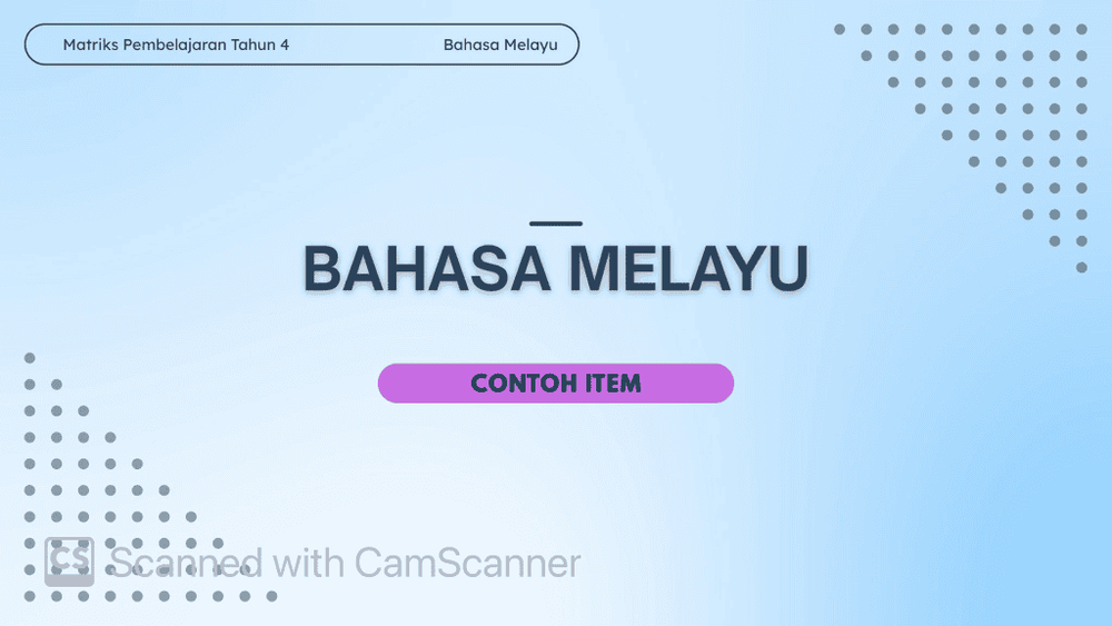 Format Pentaksiran dan Contoh Item Subjek Bahasa Melayu