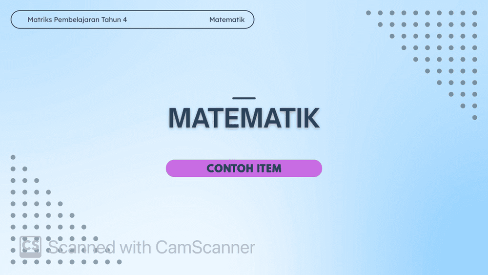 Format Pentaksiran dan Contoh Item Subjek Matematik