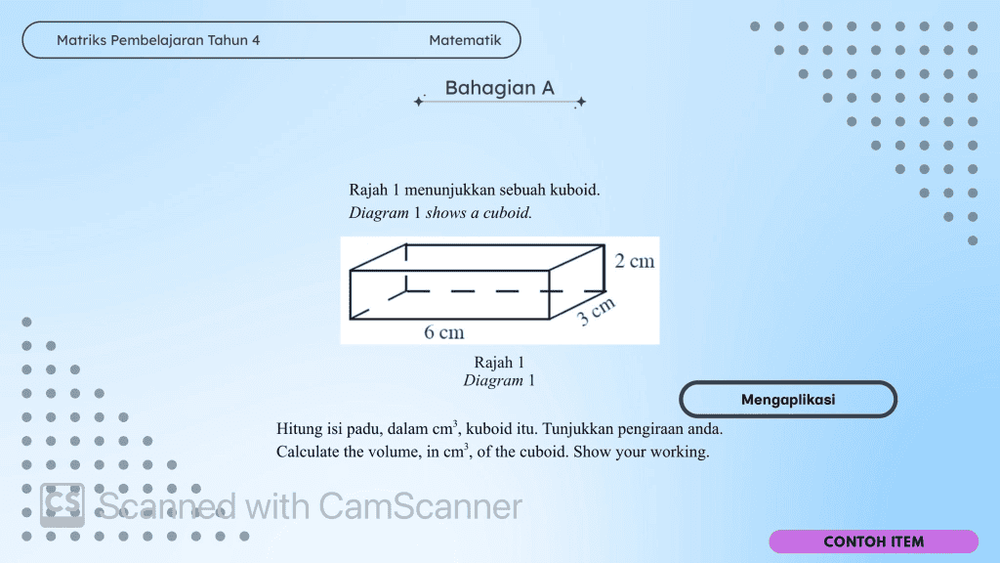 Format Pentaksiran dan Contoh Item Subjek Matematik