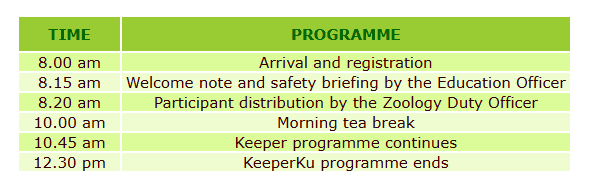 Program Volunteer Zoo Negara (KeeperKu)