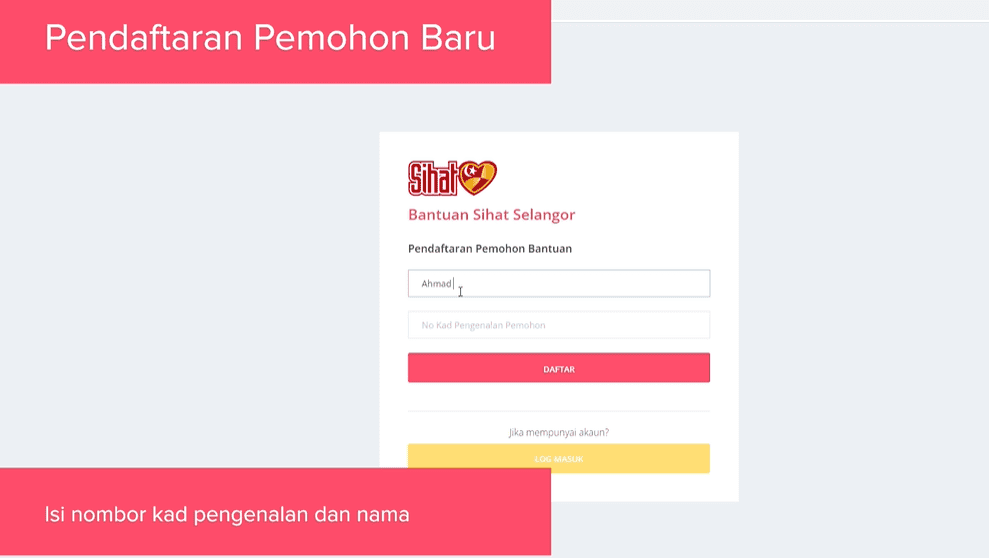 cara mohon Bantuan Sihat Selangor