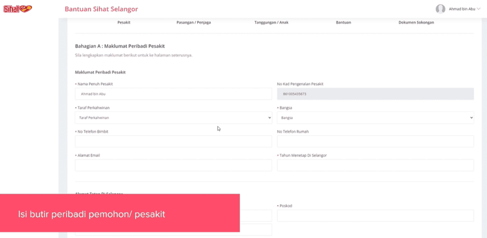 cara mohon Bantuan Sihat Selangor