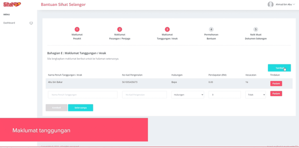 cara mohon Bantuan Sihat Selangor