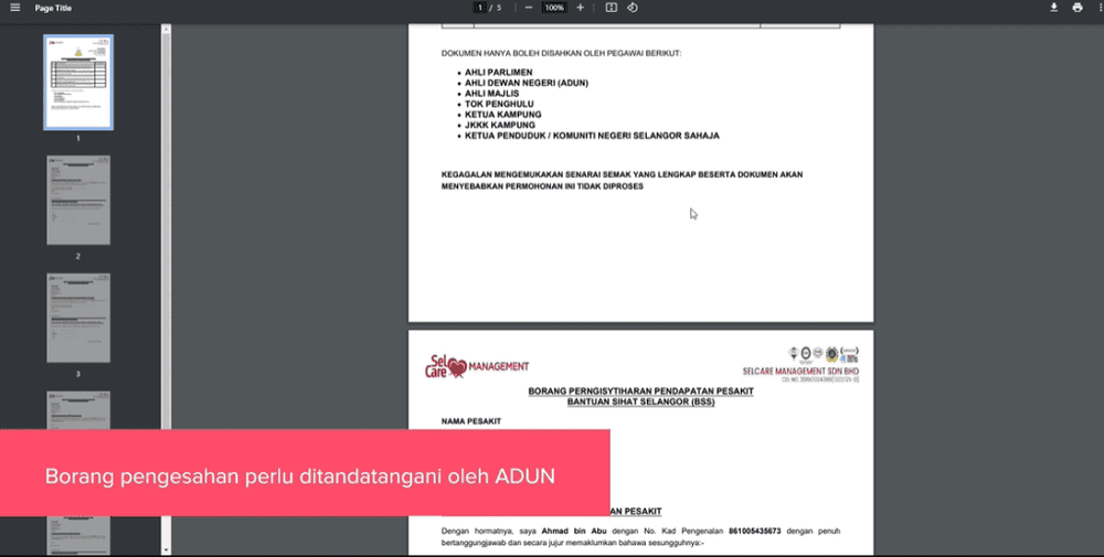 cara mohon Bantuan Sihat Selangor