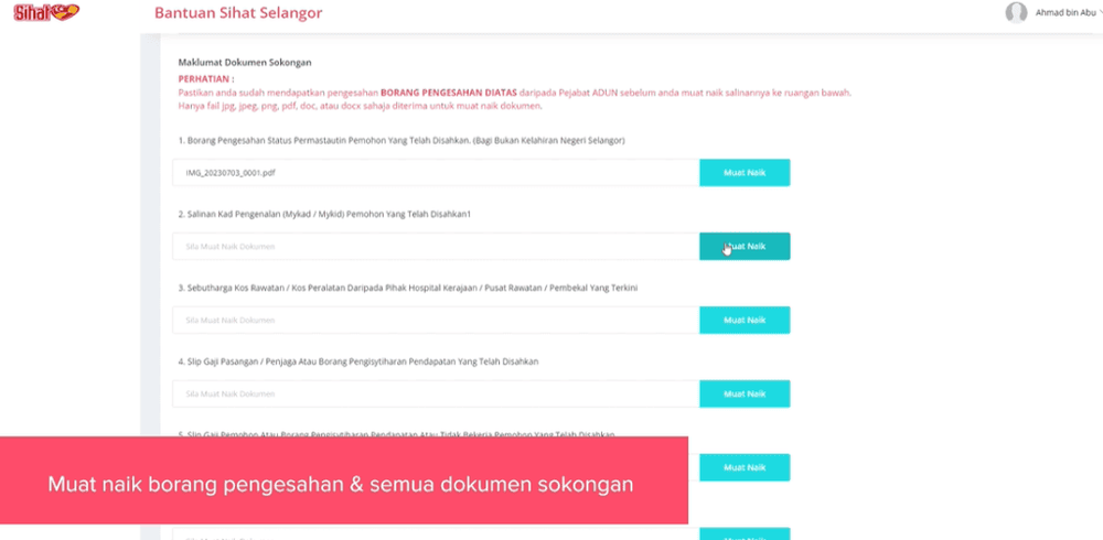 cara mohon Bantuan Sihat Selangor