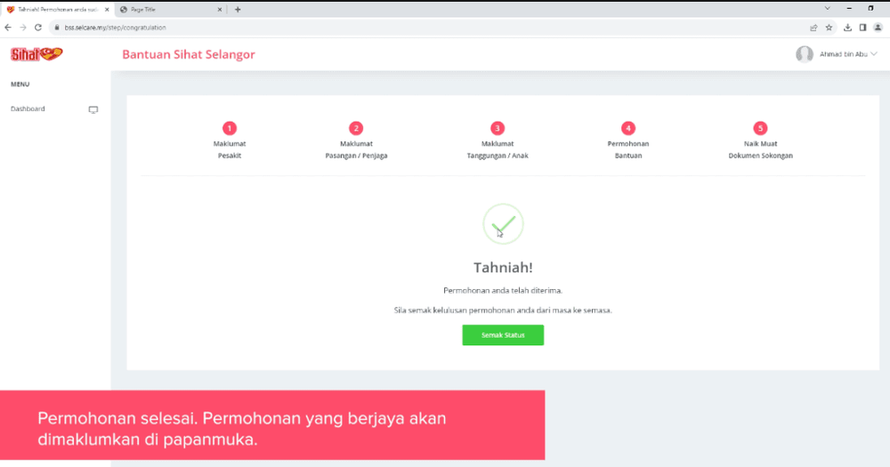 cara mohon Bantuan Sihat Selangor