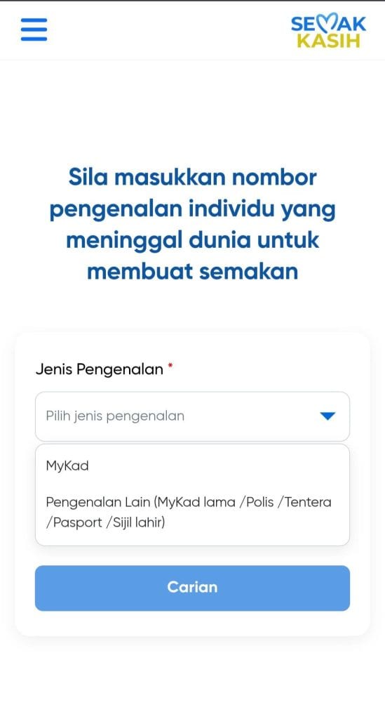 Image from: BNM Lancar Portal Semak Kasih – Boleh Check Takaful & Insurans Keluarga Meninggal Dunia