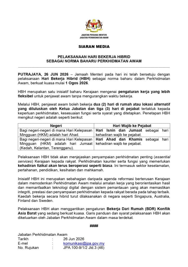 hari bekerja hibrid