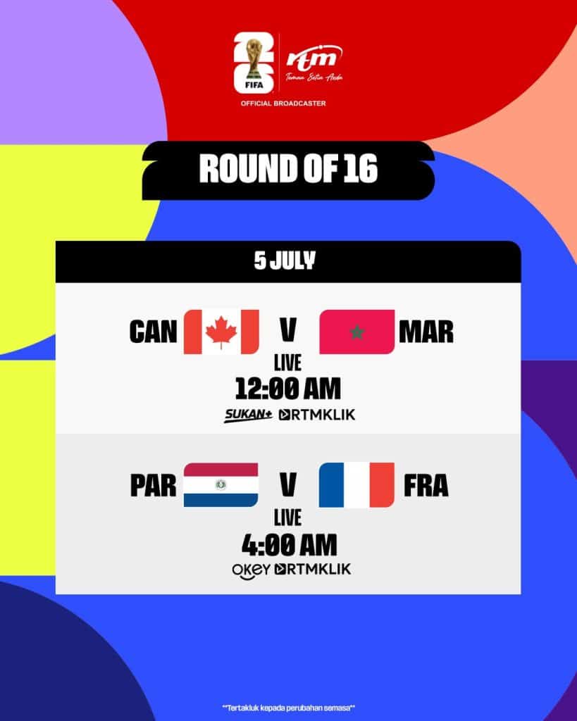 Jadual Piala Dunia 2026 - Pusingan 16 7 julai