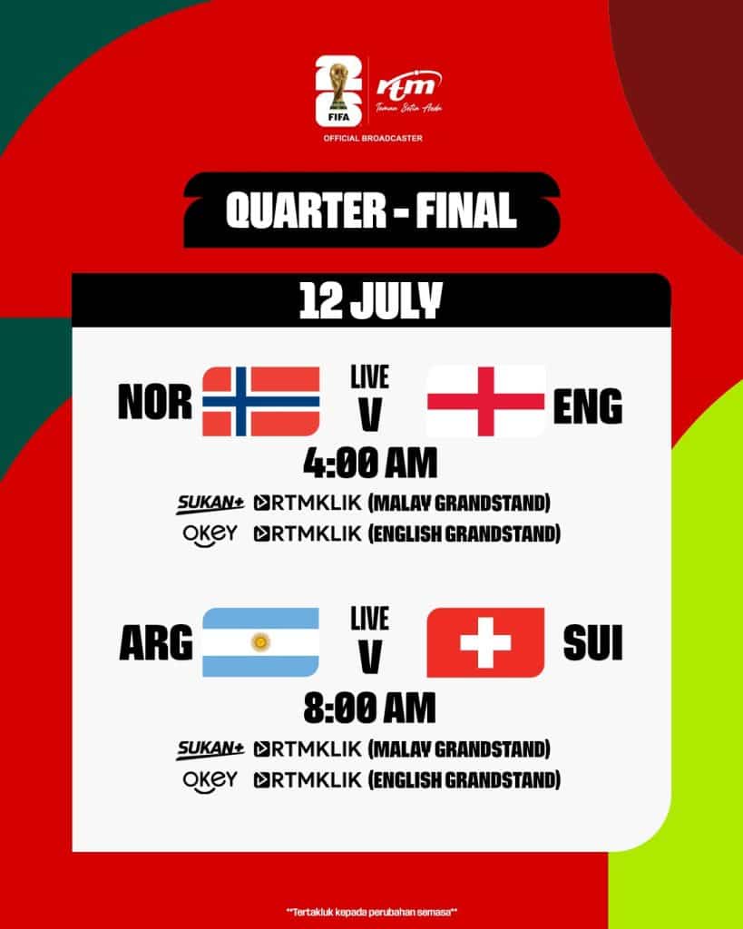 Jadual Piala Dunia 2026 - Suku Akhir