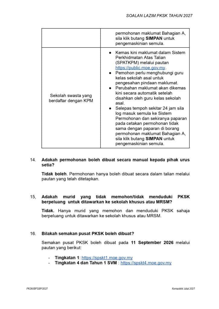 Soalan Lazim Kemasukan SBP MRSM