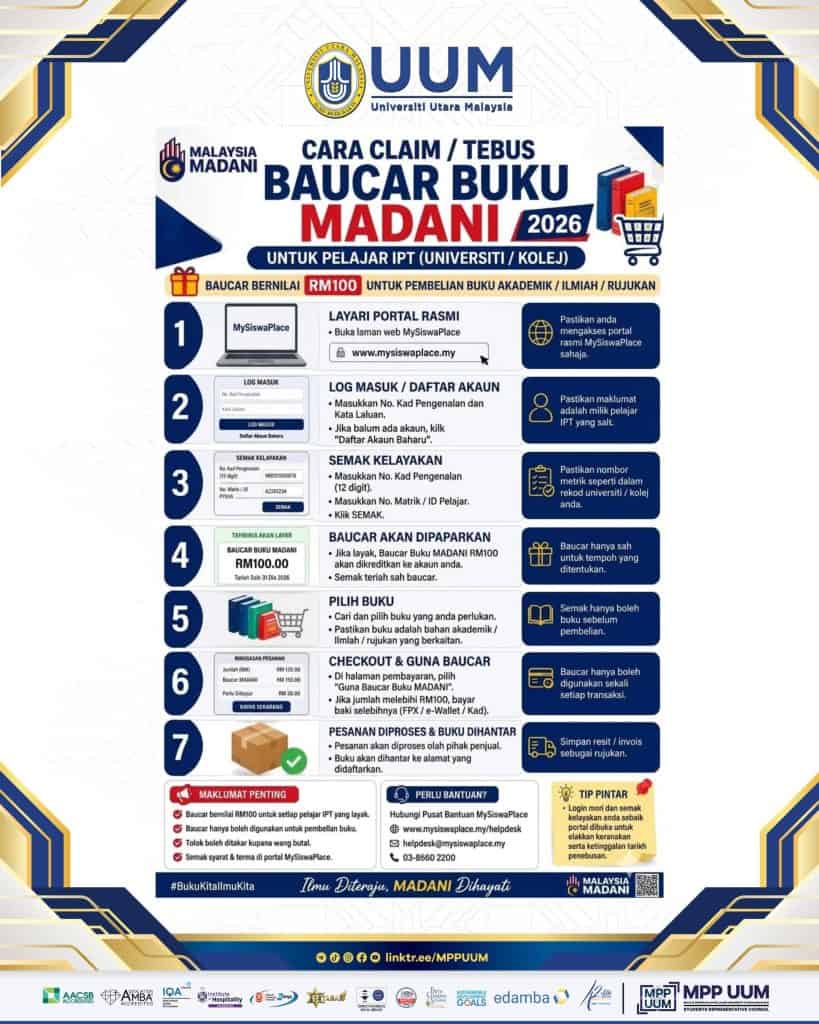 Image from: MySISWAPLACE – Tebus Baucar Buku Madani IPT 2026 (RM100)