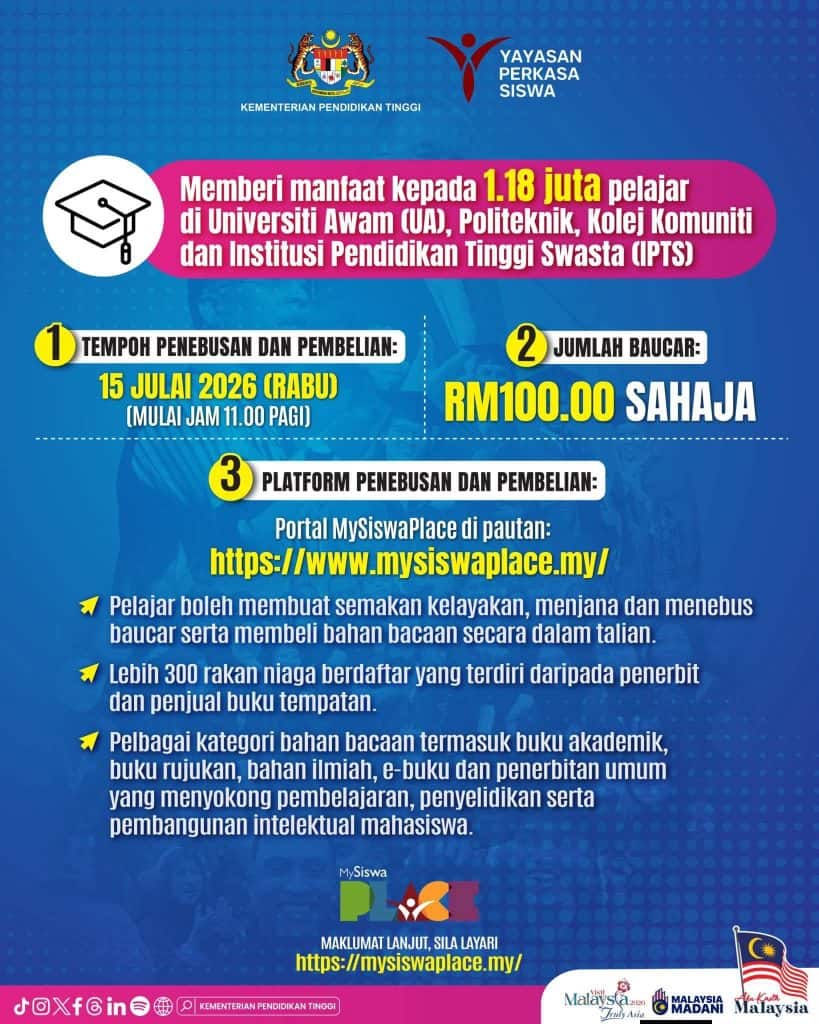 Image from: Pelajar IPT, Baucar Buku Madani 2026 Boleh Ditebus Bermula 15 Julai!