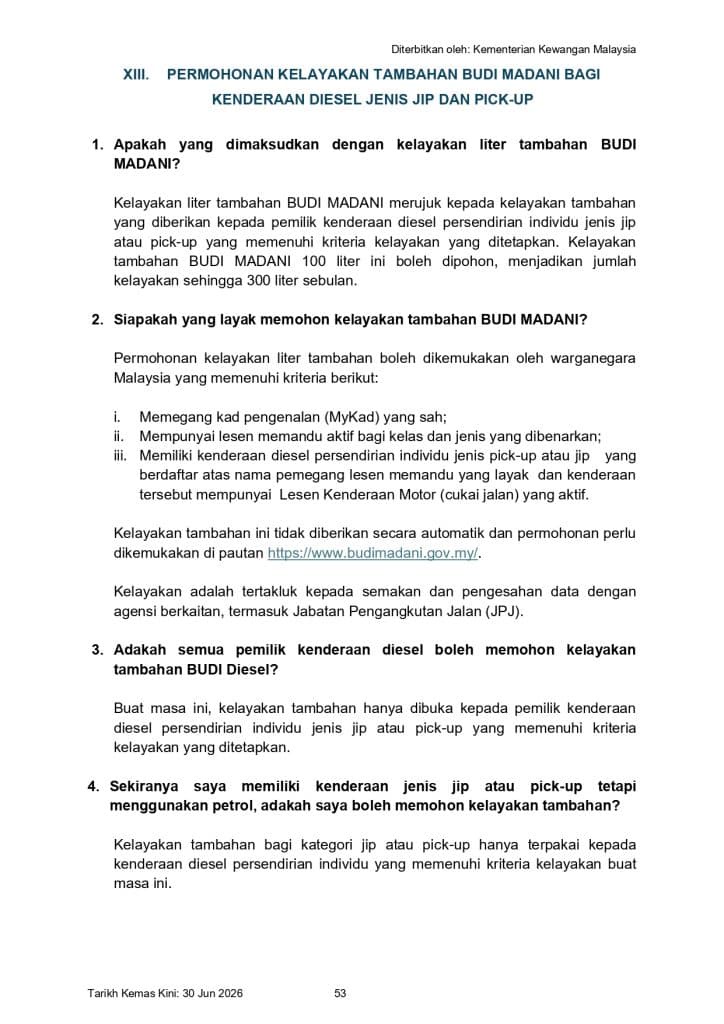 Image from: Pemilik Pikap & Jip, Jangan Terlepas! Mohon Tambahan 100 Liter BUDI Diesel Sekarang