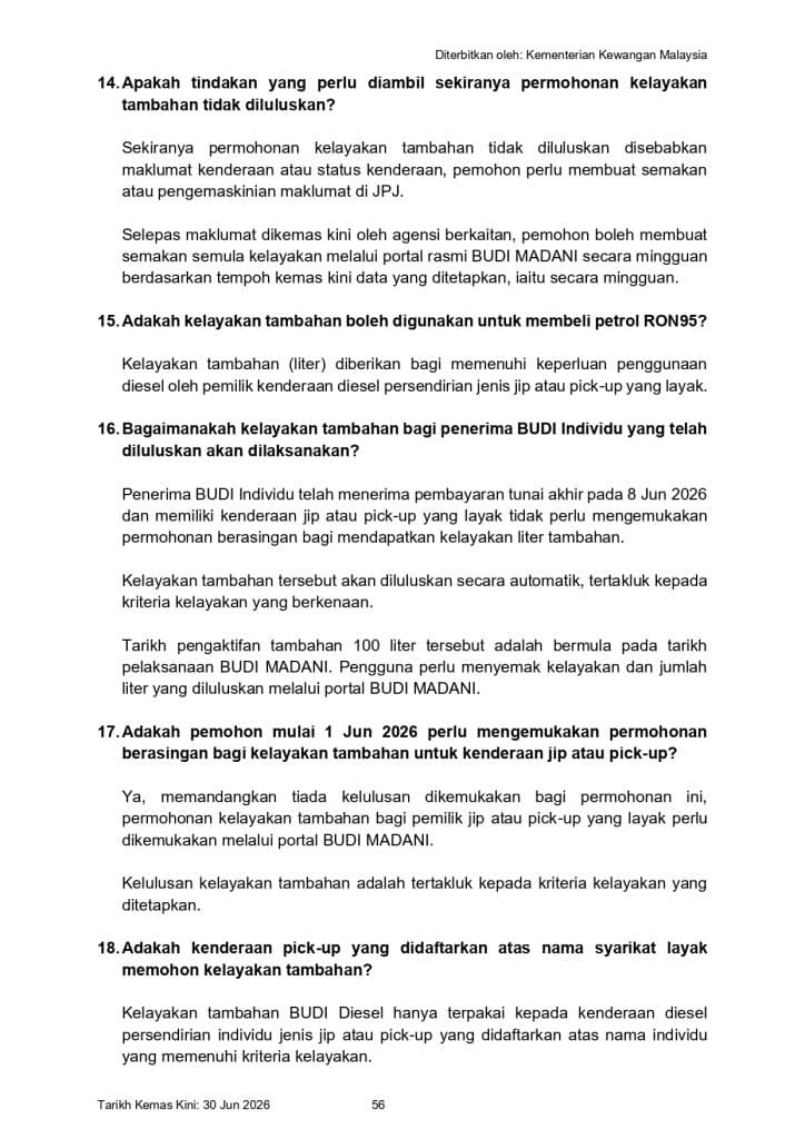 Image from: Pemilik Pikap & Jip, Jangan Terlepas! Mohon Tambahan 100 Liter BUDI Diesel Sekarang