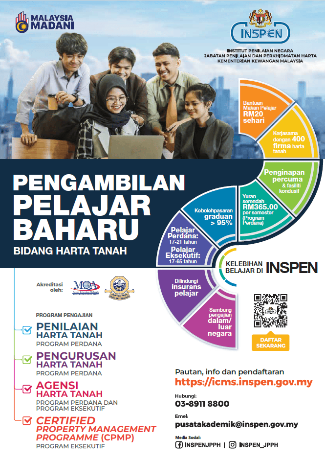 Image from: Jom Belajar Di INSPEN! Penginapan Percuma, Elaun RM600 Sebulan & Peluang Kerjaya Dalam Bidang Harta Tanah