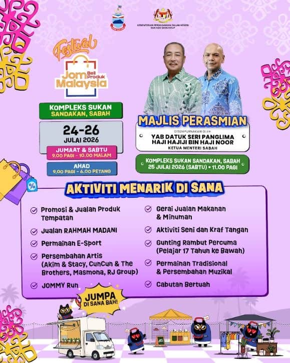Image from: Ayuh, Meriahkan Festival Jom Malaysia @ Sandakan 2026 Pada 24-26 Julai 2026!
