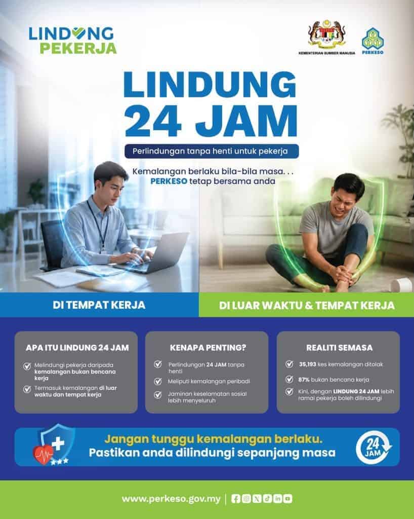 Image from: Terlibat Kemalangan Di Luar Waktu Kerja? Ini Cara Claim LINDUNG 24 Jam PERKESO 