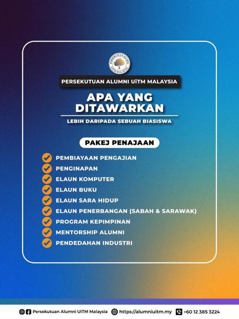 Image from: Biasiswa Alumni UiTM: Peluang Mahasiswa Cemerlang Dapatkan Tajaan & Bimbingan Alumni