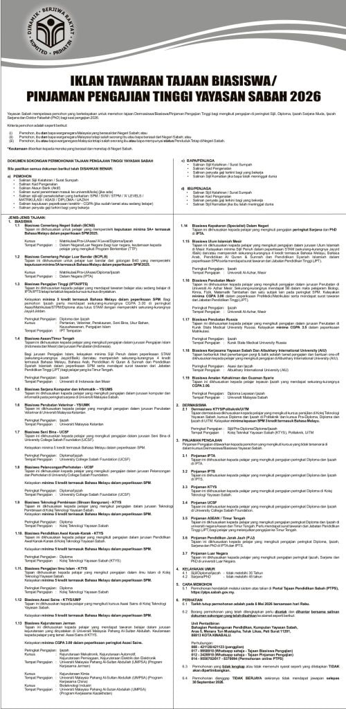 biasiswa yayasan sabah