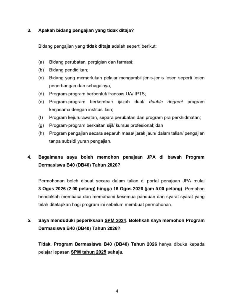 Image from: Permohonan Dermasiswa B40 (DB40) 2026 Mulai 3-16 Ogos 2026