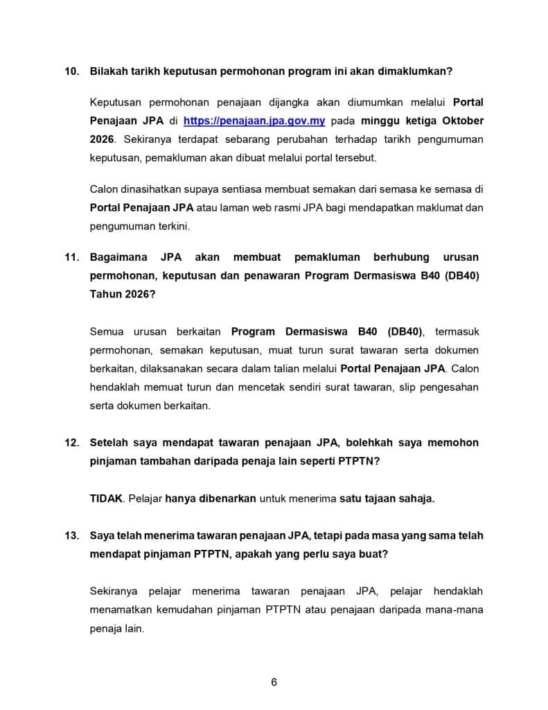 Image from: Permohonan Dermasiswa B40 (DB40) 2026 Mulai 3-16 Ogos 2026