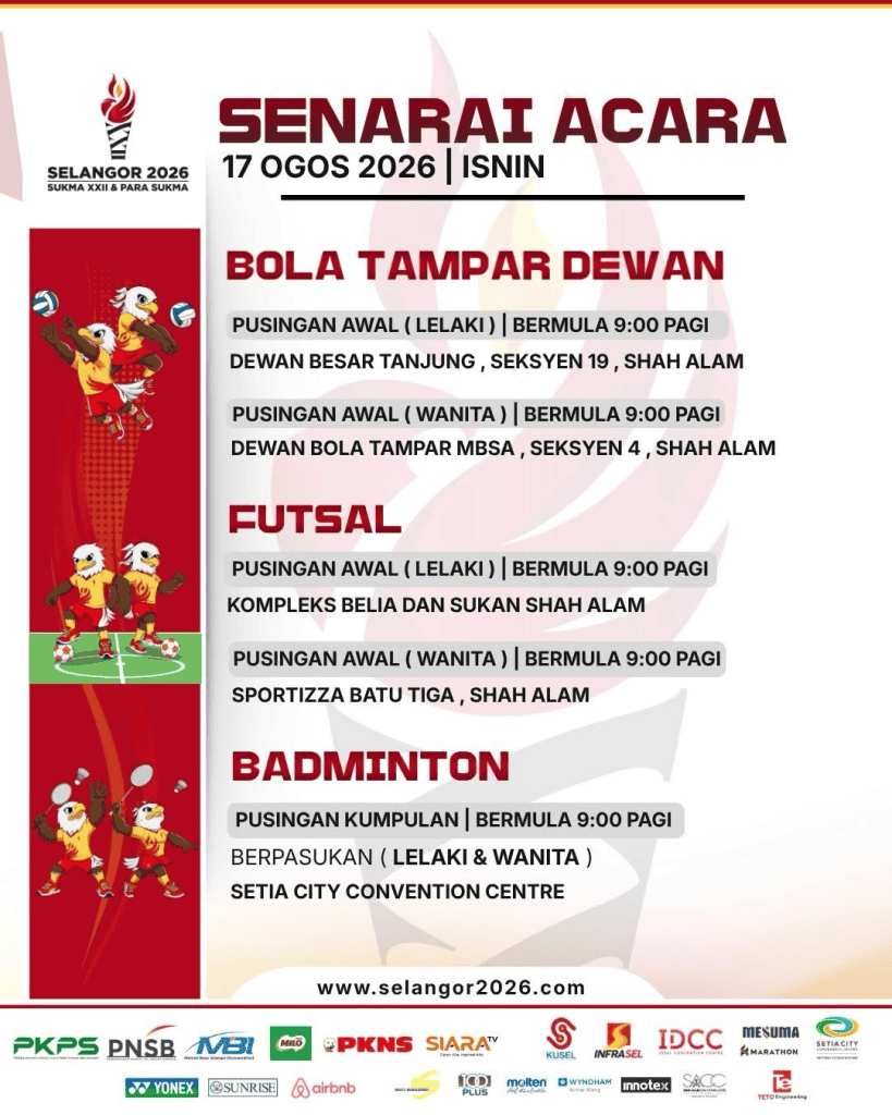 Image from: SUKMA Selangor 2026: Tarikh, Lokasi & Jadual Acara