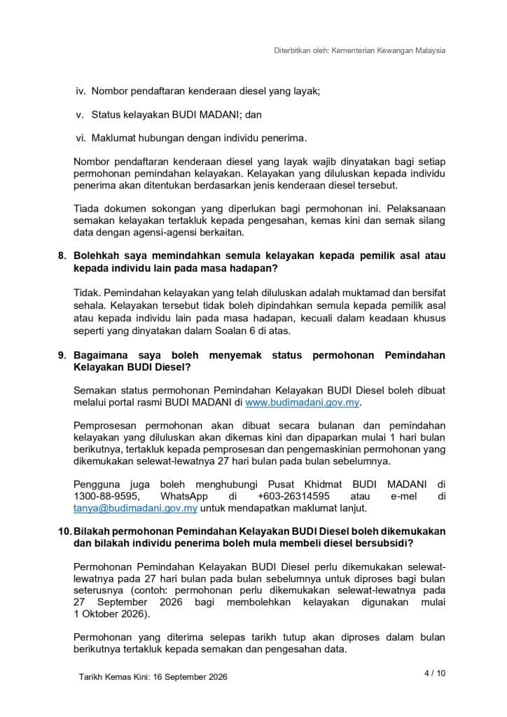 Pemindahan kelayakan budi diesel