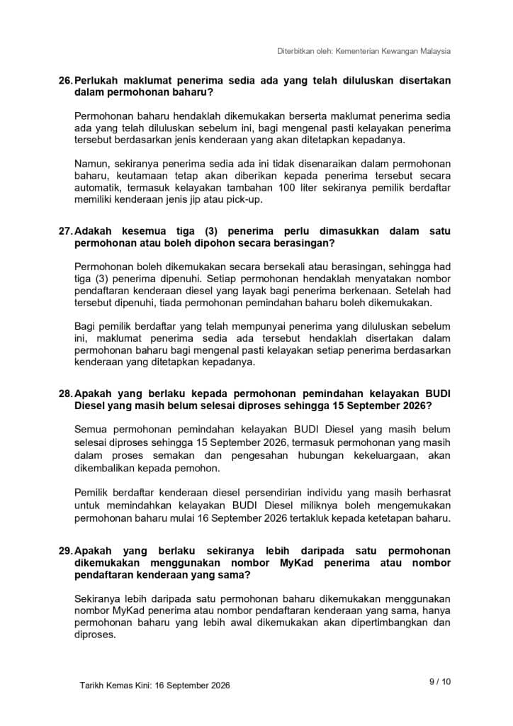 Pemindahan kelayakan budi diesel