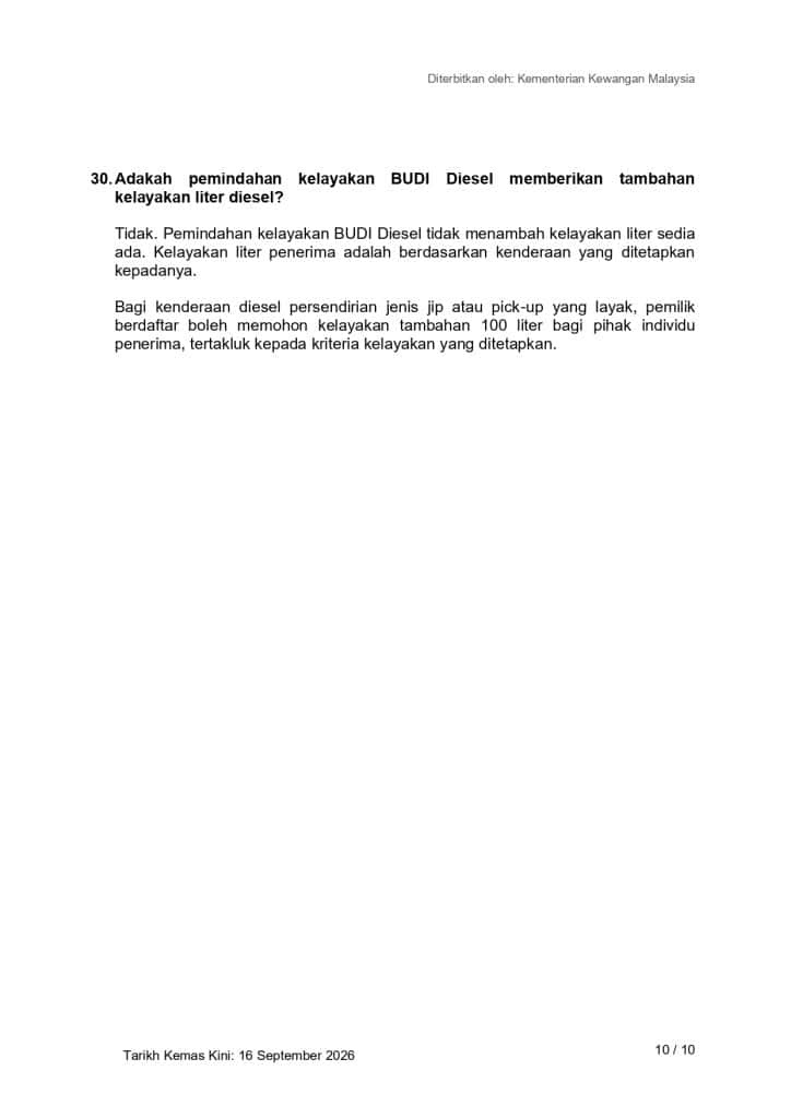 Pemindahan kelayakan budi diesel