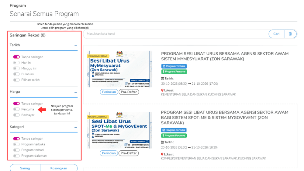 Image from: MyGovEvent – Portal Khas untuk Cari Kursus & Webinar Agensi Kerajaan Secara Percuma