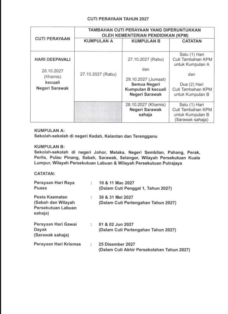 Cuti Sekolah 2027