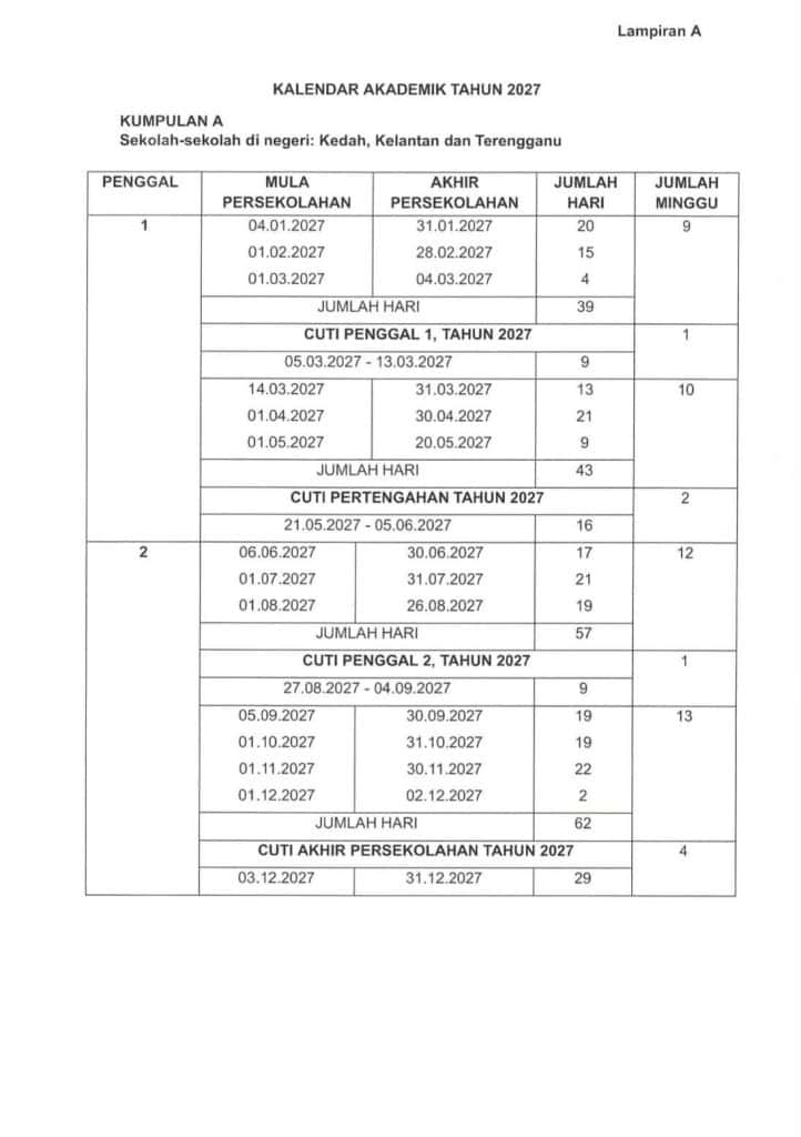 Cuti Sekolah 2027