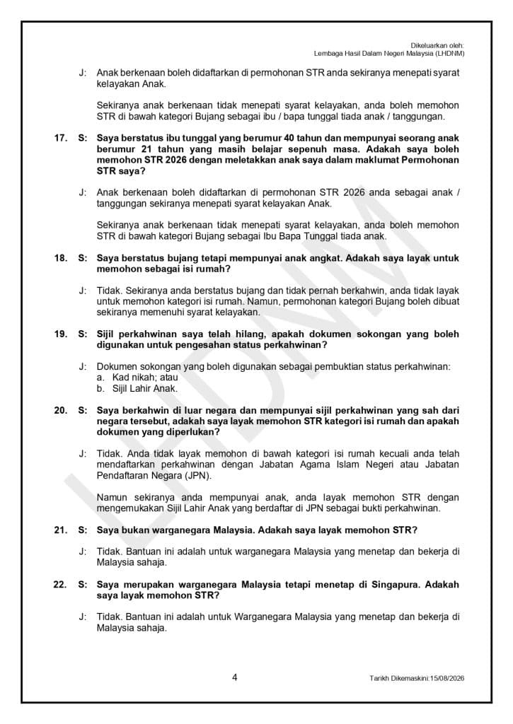 Image from: STR 2026 Fasa 4 – Jumlah Bayaran Kategori Bujang / Berkahwin