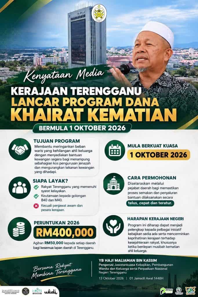 Image from: Program Dana Khairat Kematian Terengganu 2026 : Waris B40 & M40 Layak Dapat RM500