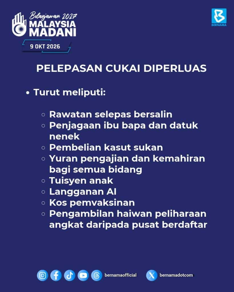 Senarai Pelepasan Cukai 2027 yang Perlu Anda Tahu