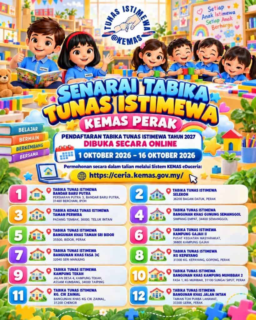 Image from: Tabika Tunas Istimewa (Tabika Autisme KEMAS) – Senarai & Tarikh Permohonan 2027
