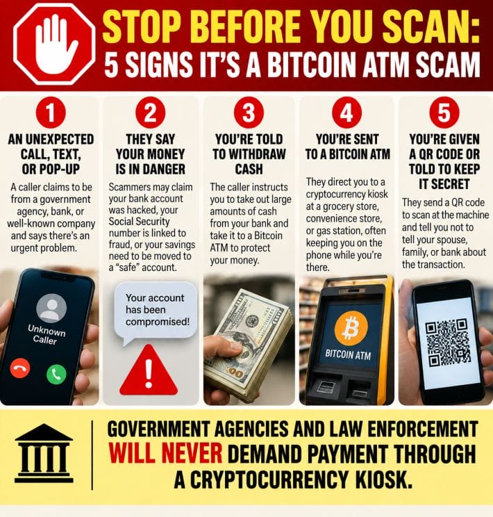 Stop Before You Scan: Bitcoin ATM Scam Warning