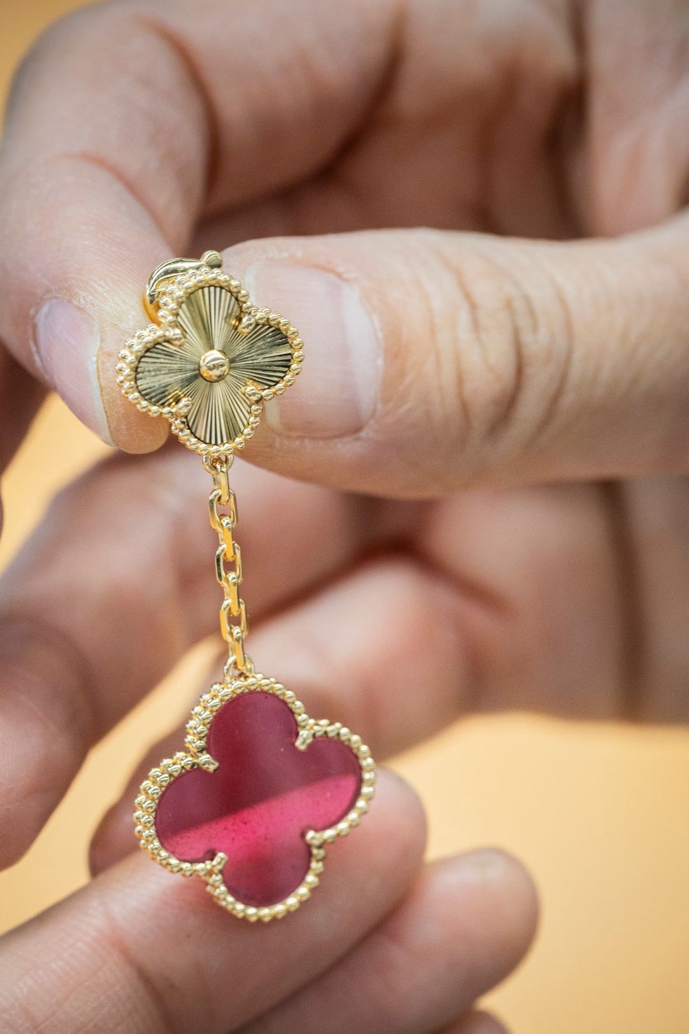 Image from: The Van Cleef & Arpels Alhambra Gets a Surprising New Material and Colour: Pink Enamel